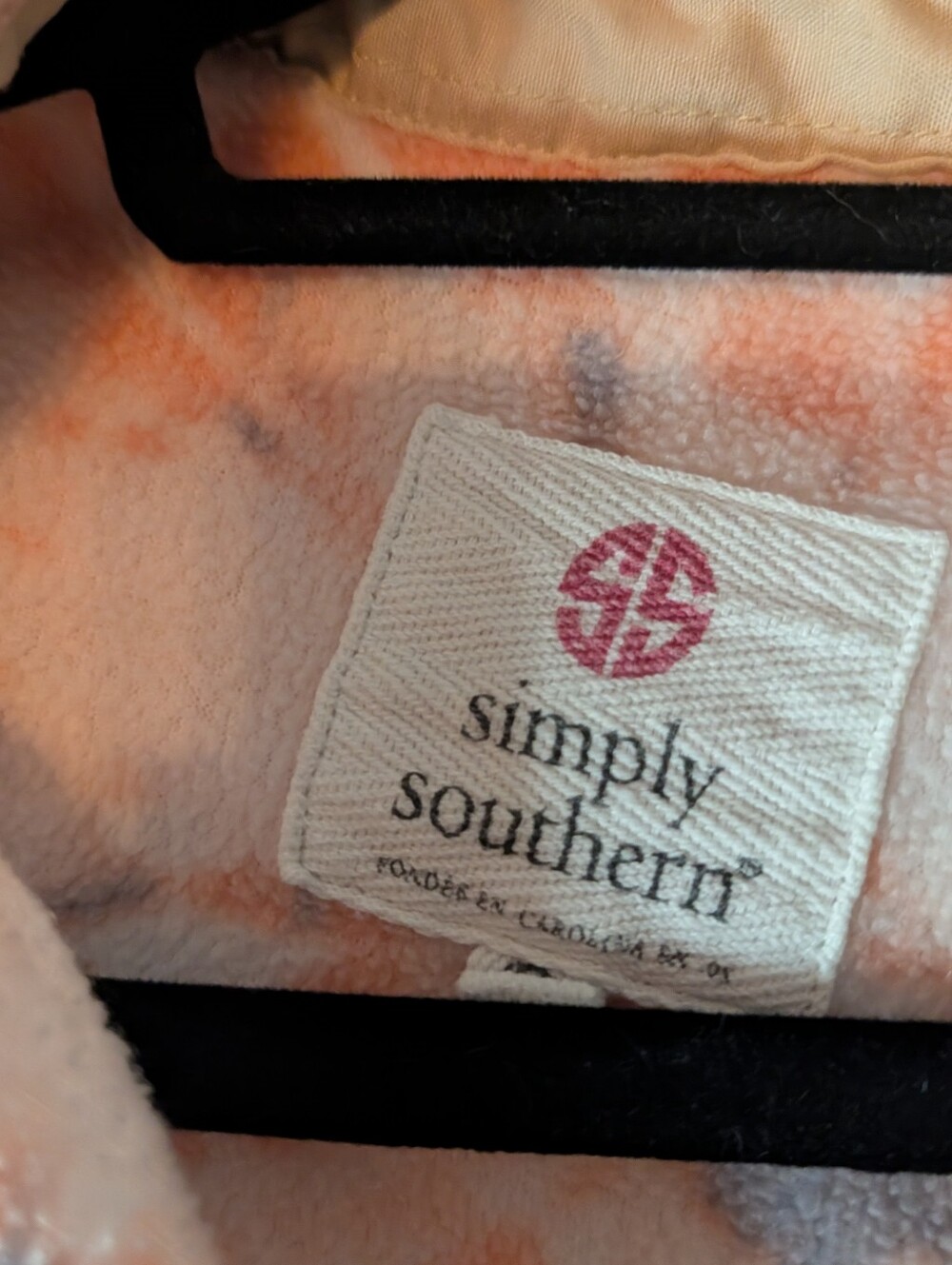 Simply Southern Women’s Sherpa Fleece Shacket Peach Blue Tie Dye Snap Button Jac - Picture 3 of 6
